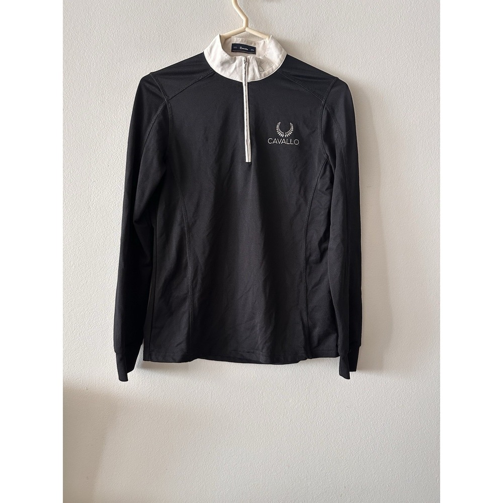 Cavallo Shirt Womens US 10 Black Riding Equestrian Half Zip Long Sleeve